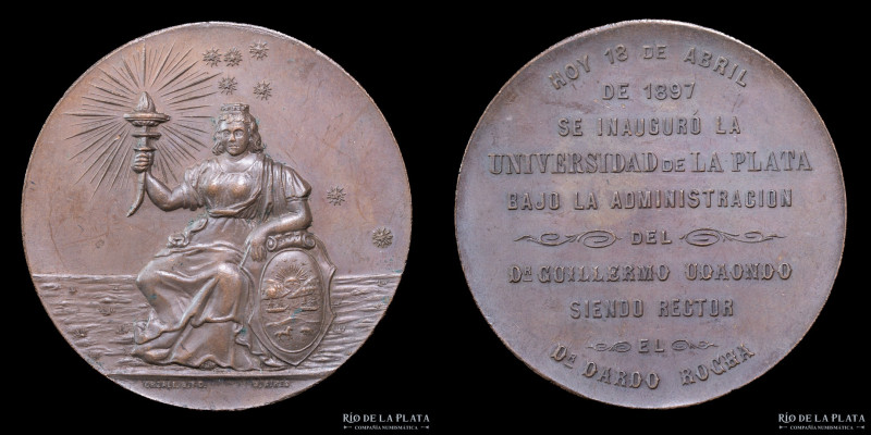 Argentina. 1897. Universidad de La Plata. Inauguración. CU; 56mm; 63.16g. (UNC) ...