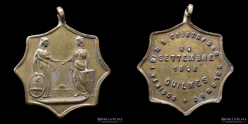 Argentina. Conmemorativa. Sociedad Italiana Cristoforo Colombo. Quilmes. 20 sett...