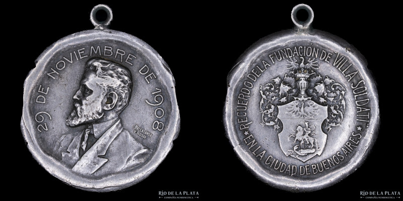 Argentina. 1908. Fundación de Villa Soldati. Plata; 28mm; 9.20g. (XF)
Estimate:...