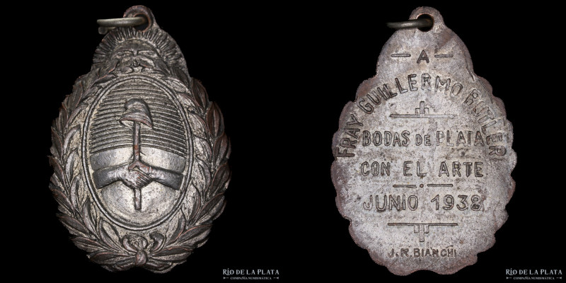 Argentina. A Fray Guillermo Butler. Bodas de plata con el arte. Junio 1938. Escu...