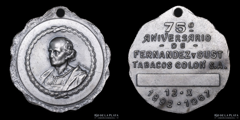Argentina. 75º Aniversario Tabacos Colón (s/anilla). A/Busto de Colón dentro de ...