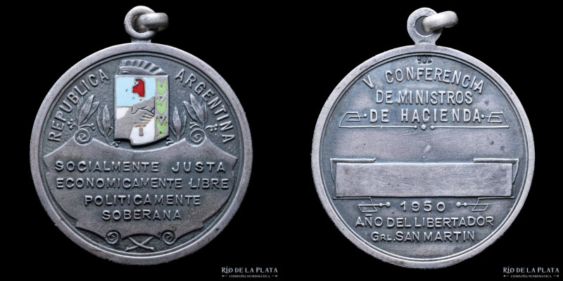 Argentina. Peronismo. 1950. V Conferencia de Ministros de Hacienda. Plata.900; 2...