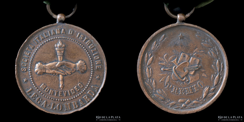 Uruguay. Siglo XIX. Premio Lega Lombarda. Montevideo. Cu; 34mm; 14.5g. (VF) Con ...