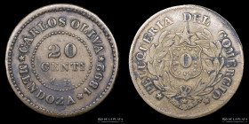 Argentina. Ficha. 1892. 20 Centavos. Peluqueria del Comercio. Mendoza