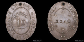Argentina. Patente de Ambulante 10 Pesos 1897