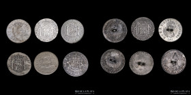Argentina. Botones. Lote x6. Botones de Plata. 1 Real. Diferentes