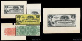Santa Fe. 3 Pruebas y 1 viñeta + 2 Pesos 1867