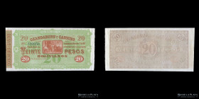 Entre Rios. Banco Oxandaburu y Garbino. 20 Pesos Bolivianos 1869 Pick S1785r