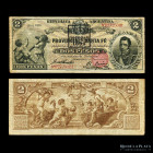 Bancos Garantidos. Santa Fe. 2 Pesos 1888. Resello 1894. Pick S1192b