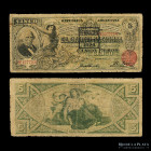 Bancos Garantidos. Banco Nacional. 5 Pesos 1888. Resello 1894. Pick S1093d