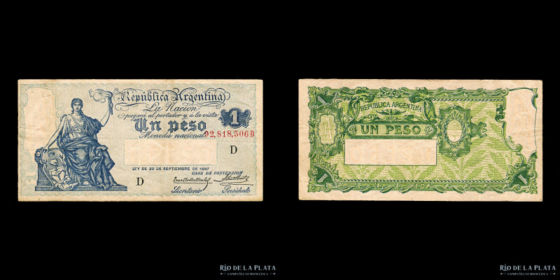 Argentina. Caja Conversión. 1 Peso 1926. Firmas: Mallea Gil - Castex. Col 354a; ...