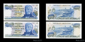 Argentina. 2x5.000 Pesos 1981 consecutivos, rombos diferentes. P305a