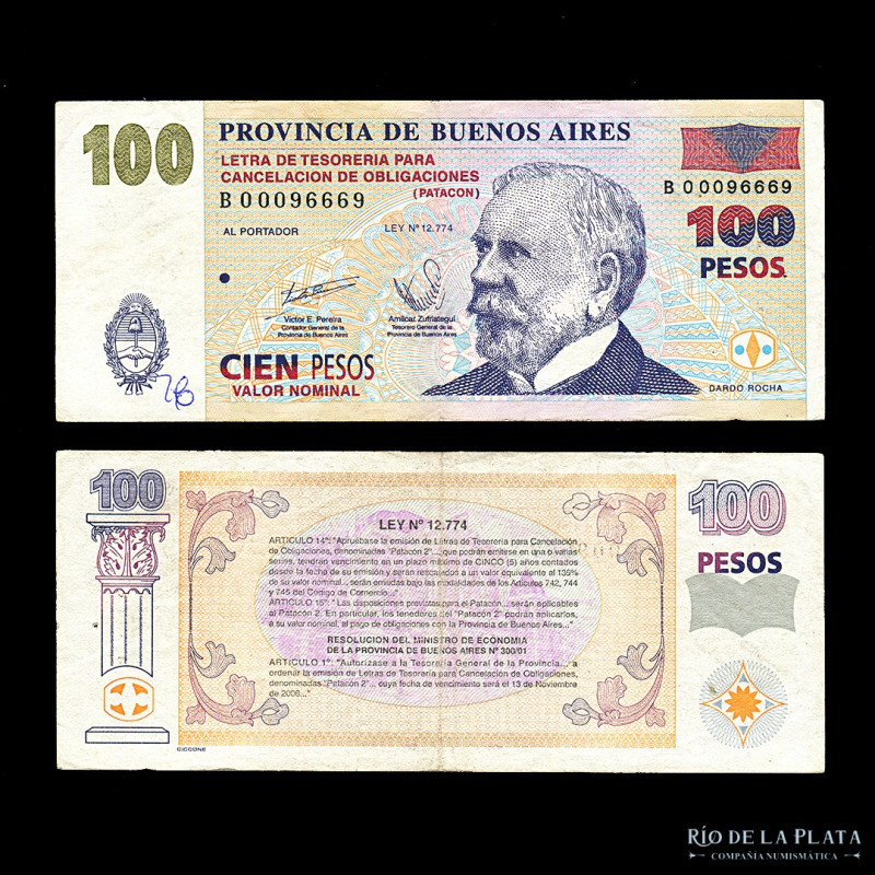 Argentina.Buenos Aires. Bono 100 Pesos 2002 Patacón. Col Bonos 226 (VF) Muy esca...