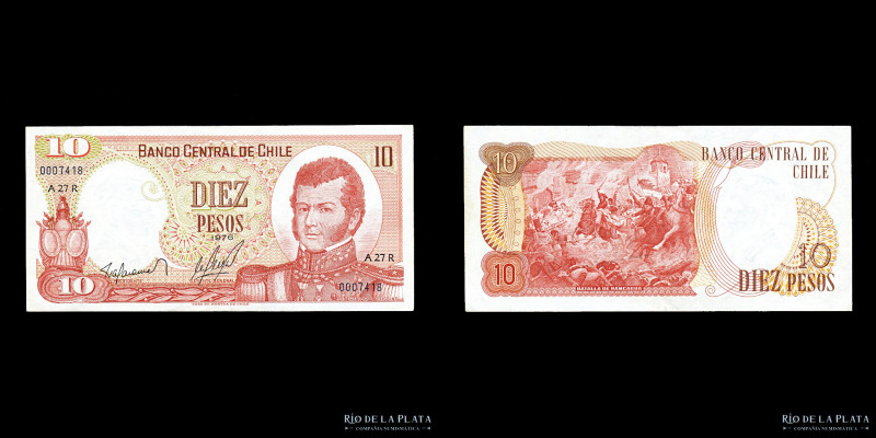 Chile. 10 Pesos 1976. Reposición, muy escaso, pocos ejemplares conocidos. Pick 1...