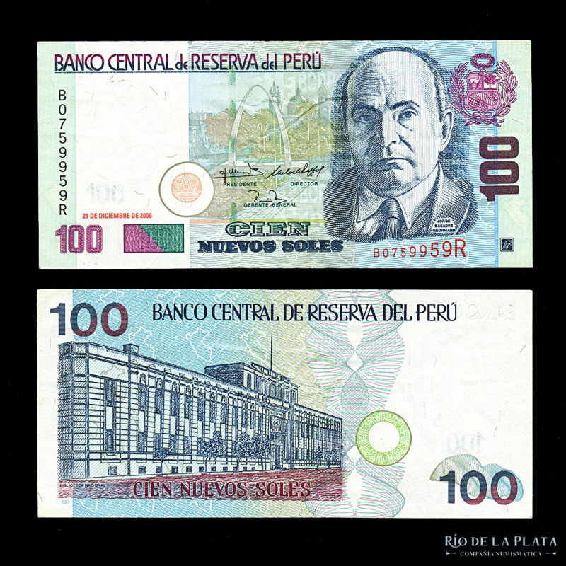 Perú. 100 Nuevos Soles 2006. Serie BR. Pick 181 (aUNC)
Estimate: USD 80-120