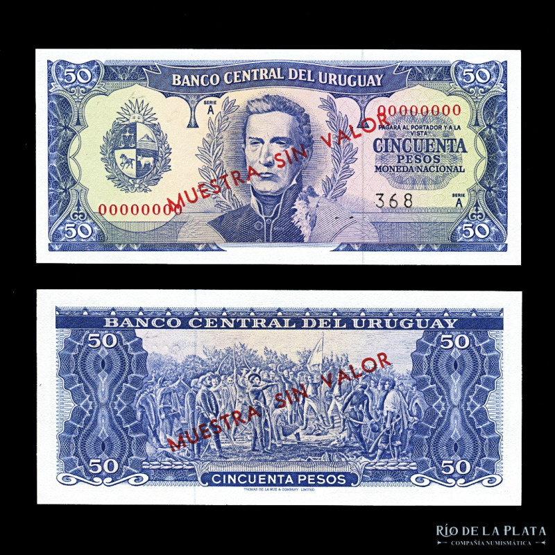Uruguay. Specimen 50 Pesos MN 1967 (ND). Pick 46s (UNC) 
Estimate: USD 35-70