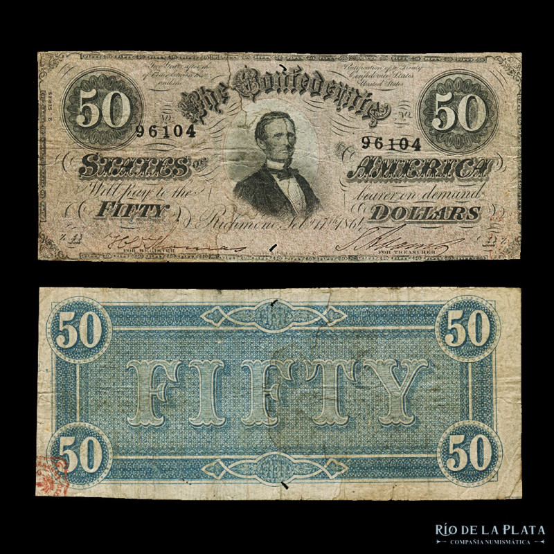 USA. Confederate States of America. 50 Dollars 1864. P70 (F)
Estimate: USD 50-1...