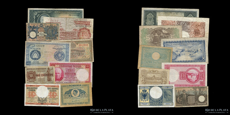 Europa. Lote x 9 billetes diferentes paises. Incluye: Rumania, Portugal, Albania...