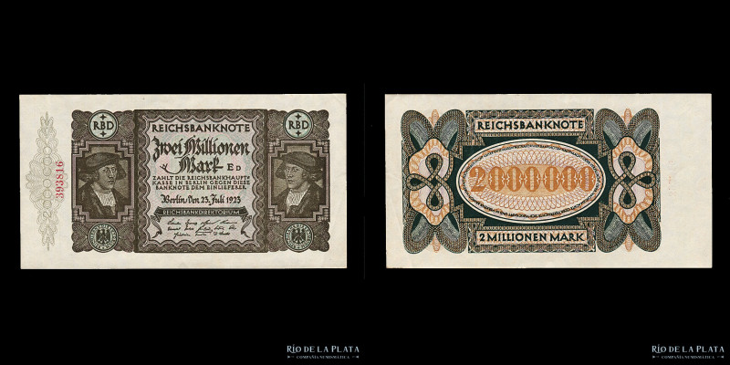 Alemania. Weimar. 2 Millionen Mark 1923. Pick 89a (UNC)
Estimate: USD 35-70