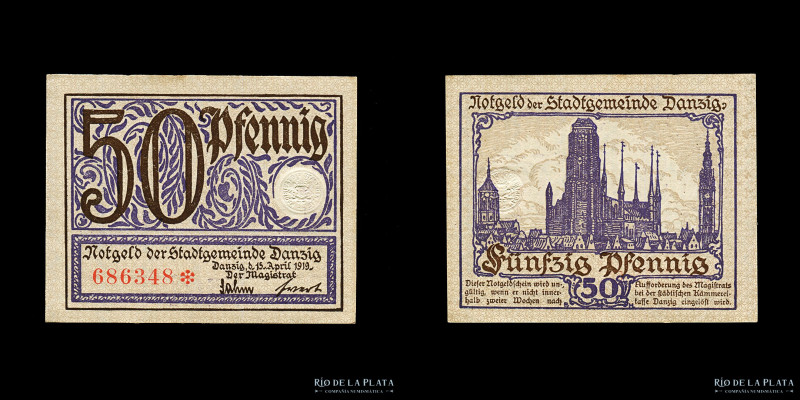 Danzig. 50 Pfennig 1919. Pick 11 (aUNC)
Estimate: USD 25-50