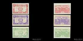 España. Guerra Civil. Alcañiz (Teruel) 25, 50C y 1 Peseta 1938