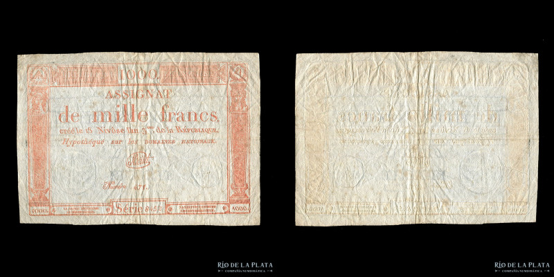 Francia. Assignat 1.000 Francs 1795. Firma: Boitet. As.50a; Pick A80 (VF)
Estim...