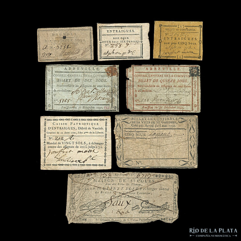 Francia. Lote x 8 Assignat diferentes (VF-XF)
Estimate: USD 25-50