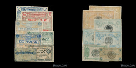 Francia. Lote x 7 Notgelds Comuna Wattrelos 1914-1915
