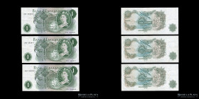 Gran Bretaña. 3 x 1 Pound Consecutivos 1960-61. Pick 374a