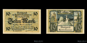 Memel (Lituania) Notgeld 10 Mark 1922. Pick 5