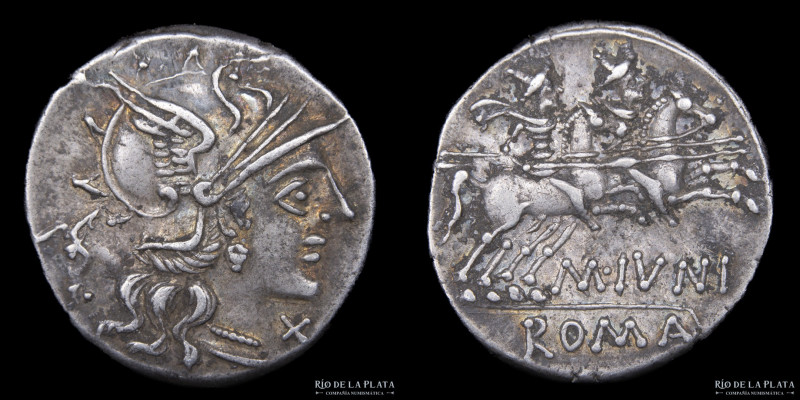 Roman Republic. M. Junius Silanus 145BC. AR Denarius. Rome mint. 17.6mm; 3.82g; ...