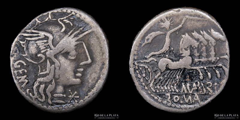 Roman Republic. M. Aburius 132BC. AR Denarius. Rome mint. 19.6mm; 3.75g; 10h. A:...