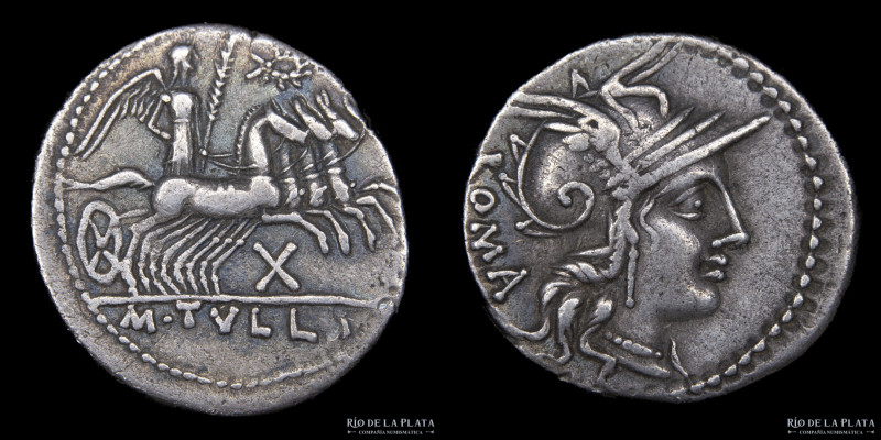 Roman Republic. M. Tullius 120BC, AR Denarius. Rome mint. 20.3mm; 3.75g; 4h. A: ...