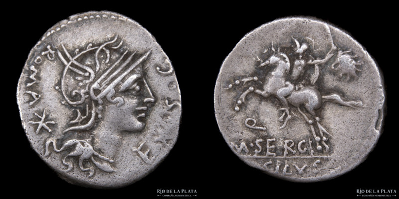 Roman Republic. M. Sergius Silus 116-115BC, AR Denarius. Roma mint. 17.5mm; 3.83...