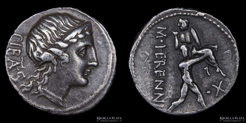 Roman Republic. M. Herennius 108-107BC, AR Denarius. Rome mint. 18.5mm; 3.98g; 1...