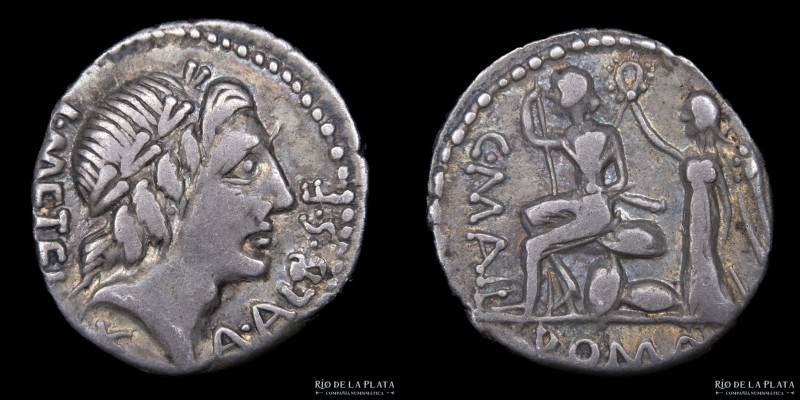 Roman Republic. C. Malleolus, A. Albinvs S.F. and L. Metellus 96BC, AR Denarius....