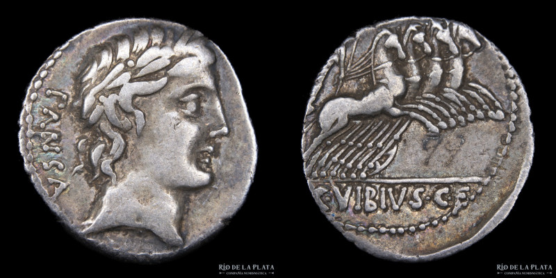 Roman Republic. C. Vibius C.F. Pansa 90BC, AR Denarius. Rome mint. 18.2mm; 3.73g...