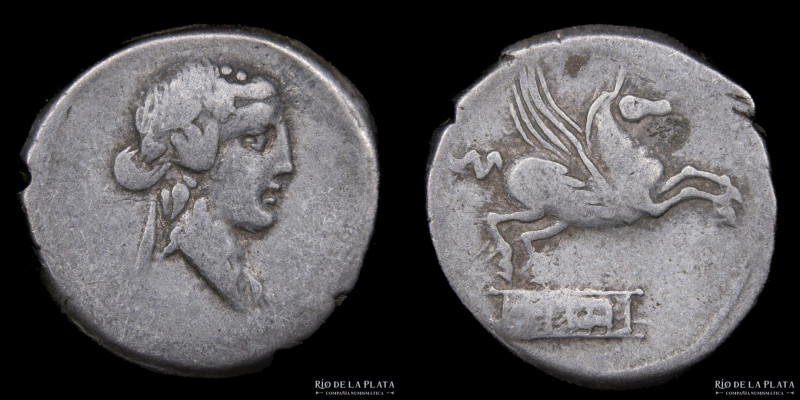 Roman Republic. Q. Titius 90BC, AR Denarius. Rome mint. 18.9mm; 3.99g; 6h. A: He...