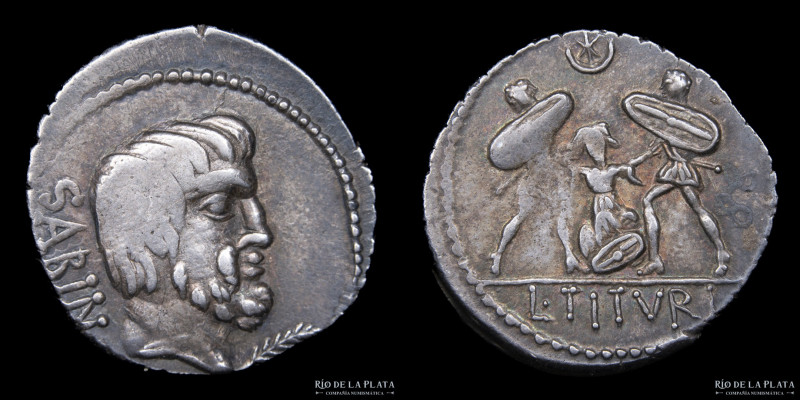 Roman Republic. L. Titurius Sabinus 89BC. AR Denarius. Rome mint. 19.5mm; 3.91g;...