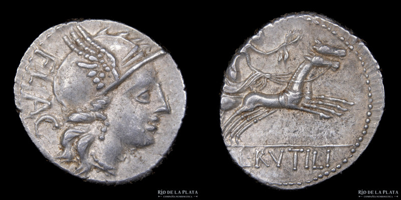 Roman Republic. L. Rutilius 77BC, AR Denarius. Rome mint. 18.5mm; 4.17g; 7h. A: ...