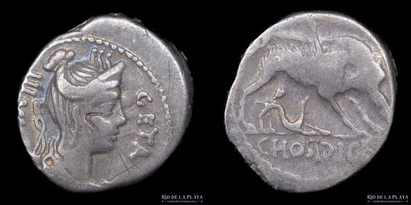 Roman Republic. C. Hosidius C.f. Geta 68BC, AR Denarius. Rome mint. 17.0mm; 3.87...