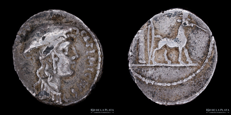 Roman Republic. Cn. Plancius 55BC, AR Denarius Fourre. 18.5mm; 2.36g; 12h. A: CN...