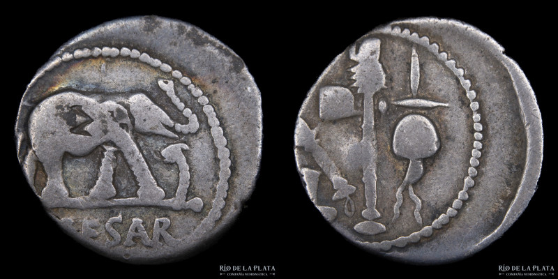 Roma Imperatorial. Julius Caesar 50-44BC. AR Denarius, Military mint in Italy (4...