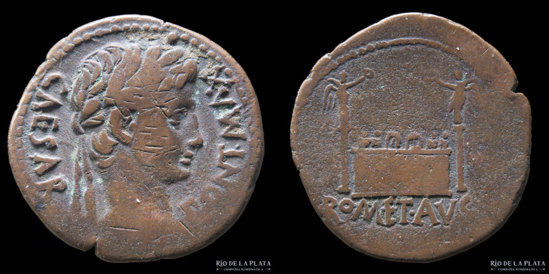 Augustus 27BC-14AD, AE As. Lugdunum mint 15-10BC. 26.9mm; 9.22g; 3h. A: CAESAR P...