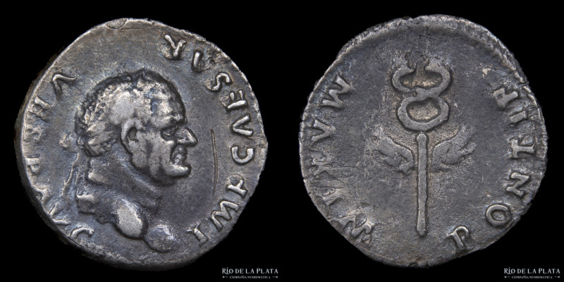 Vespasian 69-79AD, AR Denarius. Rome mint (Struck 74AD) 18.5mm; 3.10g; 6h. A: IM...