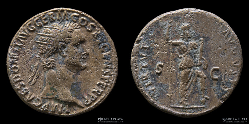 Domitian 81-96AD, AE Dupondius. Rome mint (Struck 90-91AD) 27.5mm; 13.53g; 6h. A...