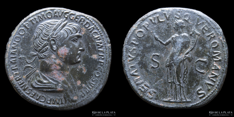 Trajan 98-117AD, AE Sestertius, Rome mint (Struck 114-117AD) 33.0mm; 27.76g; 6h....