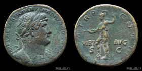 Hadrian 117-138AD, AE Sestertius. Virtus. RIC 654