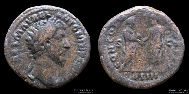 Marcus Aurelius 161-181AD, AE As. Rome mint (161-162AD) 25.0mm; 11.49g; 6h. A: I...