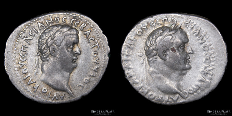 Caesarea, Cappadocia. Vespasian with Titus as Caesar 69-79AD. AR Didrachm (struc...